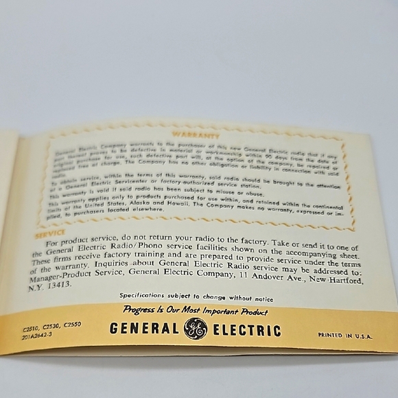 💛 1954 Vintage GE Transistor FM-AM Clock Radio Paperwork Ephemera - Picture 8 of 10